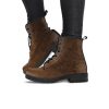 Butterfly Floral Vegan Leather Custom Combat Boots Brown