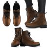 Butterfly Floral Vegan Leather Custom Combat Boots Brown