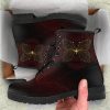 Butterfly Mandala Vegan Leather Combat Boots: Spiritual Design