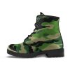 Green Camo Vegan Combat Boots: Military Style