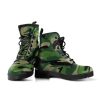 Green Camo Vegan Combat Boots: Military Style