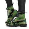 Green Camo Vegan Combat Boots: Military Style