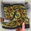 Sunflower Vegan Leather Combat Boots: Bohemian Ankle Boots