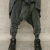 Ninja Stonewashed Grey Harem Pants: Cotton Samurai Drop