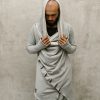 Misty Grey Jedi Style Cotton Hoodie: Dystopian Festival