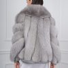 Gray Fox Fur Jacket: Shawl Collar Finnish Skins