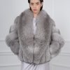 Gray Fox Fur Jacket: Shawl Collar Finnish Skins