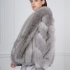 Gray Fox Fur Jacket: Shawl Collar Finnish Skins