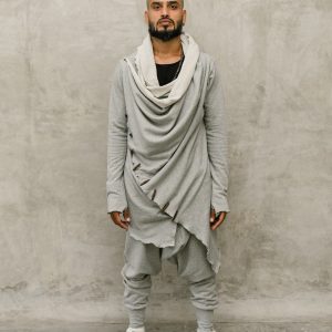 Misty Grey Jedi Style Cotton Hoodie: Dystopian Festival