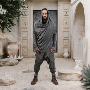 Night Shade Jedi Hoodie: Cotton Dystopian Robe Burning