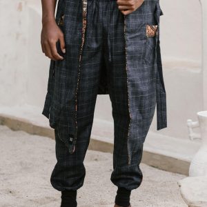 Blue Wool Cotton Pants: Relaxed Oriental Chic Japanese