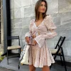 White Cotton Embroidered Puff Sleeve Dress