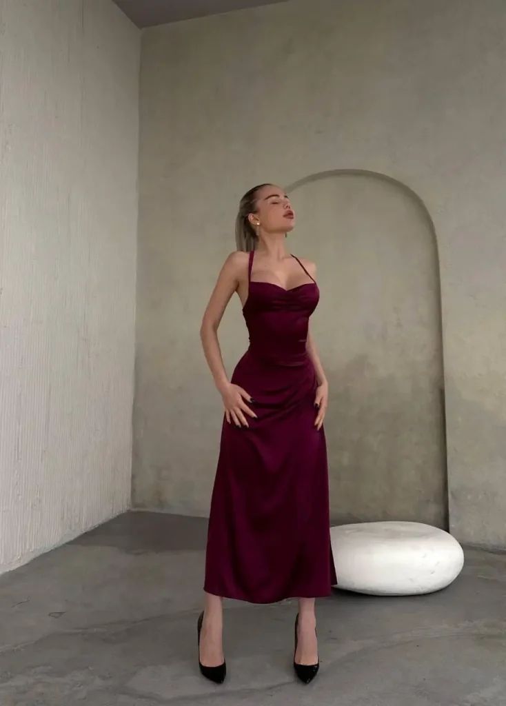 Silk Slip Dress With Adjustable Tie Straps