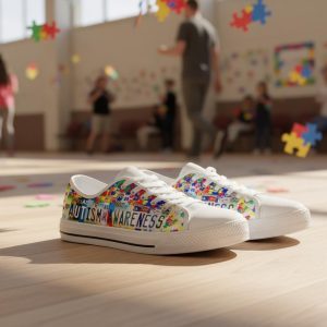 Autism Awareness Low Top Canvas Shoes: License Plate