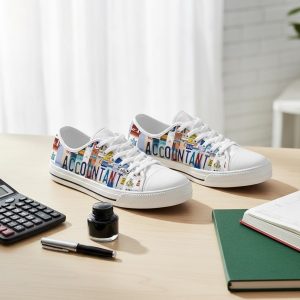 Accountant Canvas Shoes: License Plate Low Top Tennis