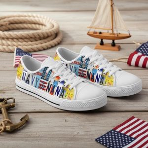 Navy Nana Custom License Plate Sneakers: Low Top