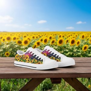 Galaxy Sunflower Canvas Shoes: Custom Low Top Sneakers