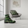Green Camo Vegan Combat Boots: Military Style