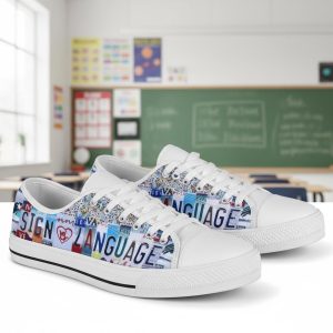 Sign Language Low Top Canvas Shoes: License Plate