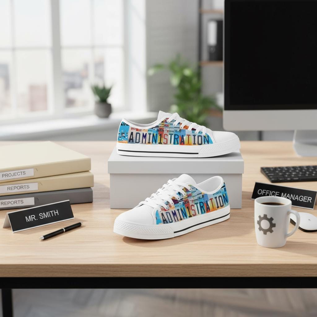 Administration License Plate Low Top Canvas Shoes: Custom