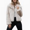 Beige Faux Fur Coat: Short Plush Vegan Jacket