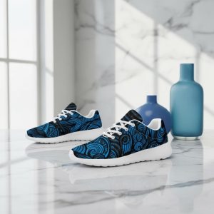 Blue Psychedelic Pattern Sneakers: Sport Lightweight Canvas Shoes