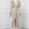 Ivory Cashmere Coat With Mink Hood