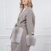 Gray Cashmere Coat With Fox
