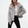 Beige Faux Fur Coat: Short Plush Vegan Jacket