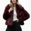 Red Faux Fur Jacket: Vegan Winter Plush Coat