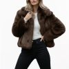 Brown Faux Fur Short Coat: Vintage Inspired Vegan