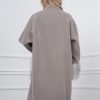 Gray Cashmere Coat With Fox